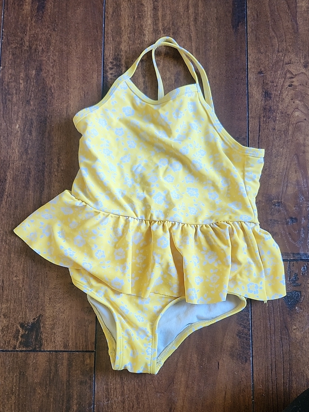 3/$15! Carters 5t Girls' Yellow Floral Ruffle One-Piece Swimsuit